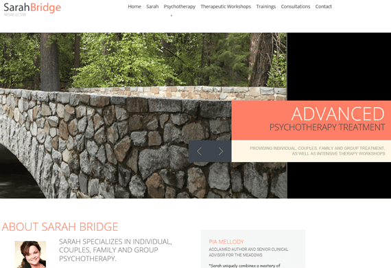 Screenshot of New Website for Sarah Bridge Therapy