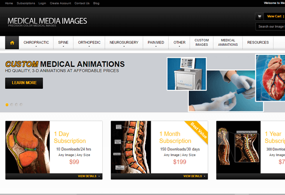 Screenshot of Medical Media Images e-Commerce Home Page